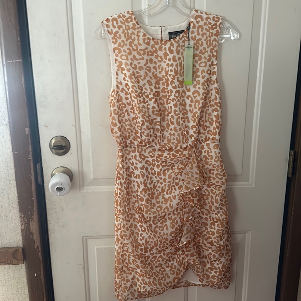 SAM EDELMAN LEOPARD PRINT DRESS: LIGHTWEIGHT: BROWN/WHITE: NWT: SZ XS